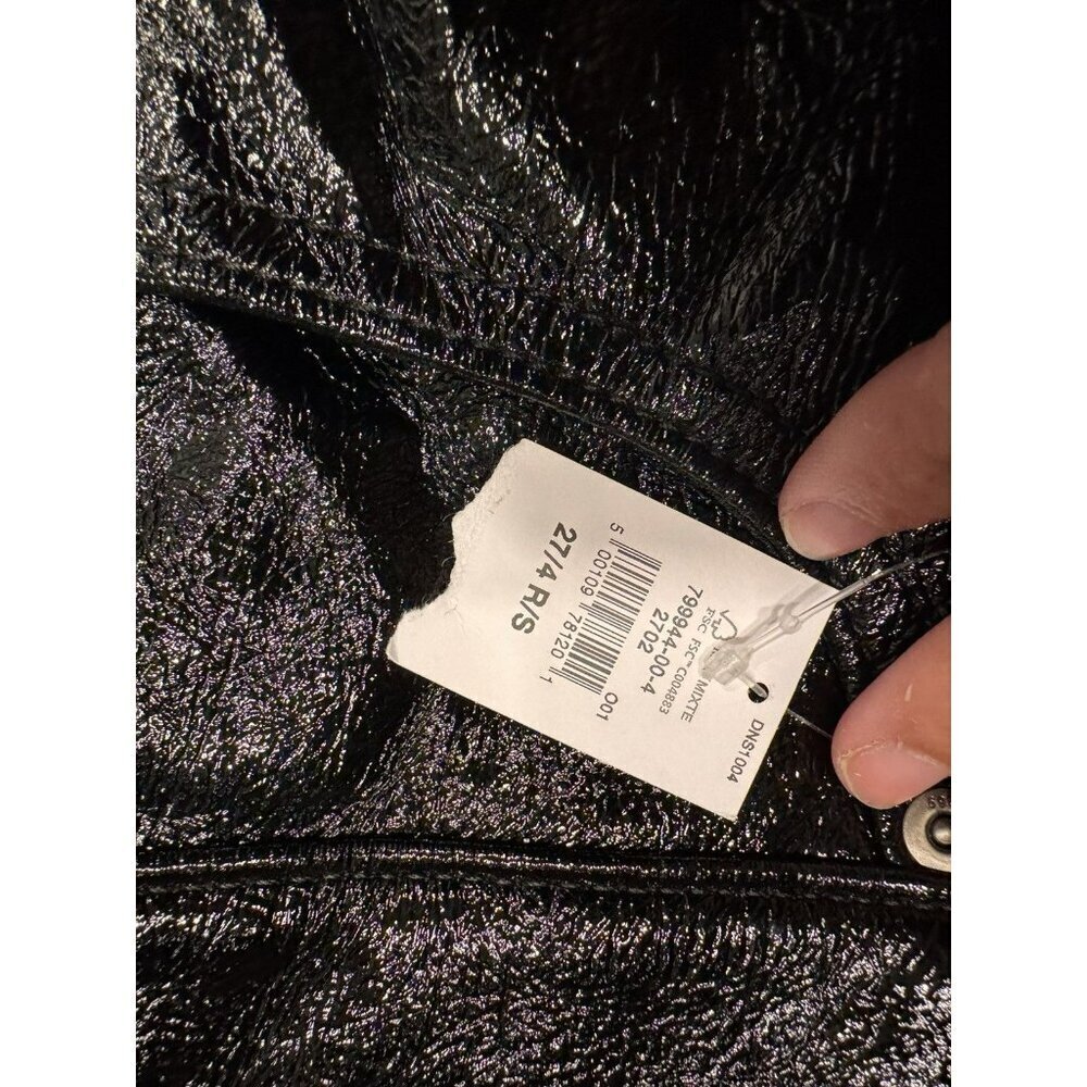 NWT GAP Vintage Slim High Rise Shiny Black Pants Size 27 - Picture 4 of 7